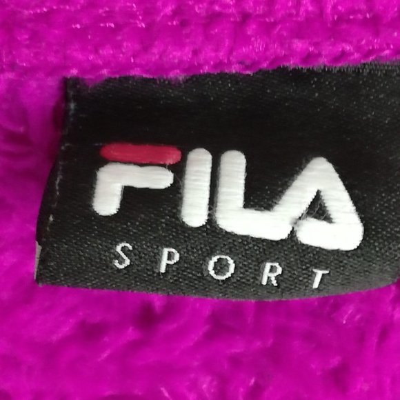 Fila Sport Womens Jacket Fleece Faux Fur Purple Black Full Zip Pockets Front M - Picture 10 of 12